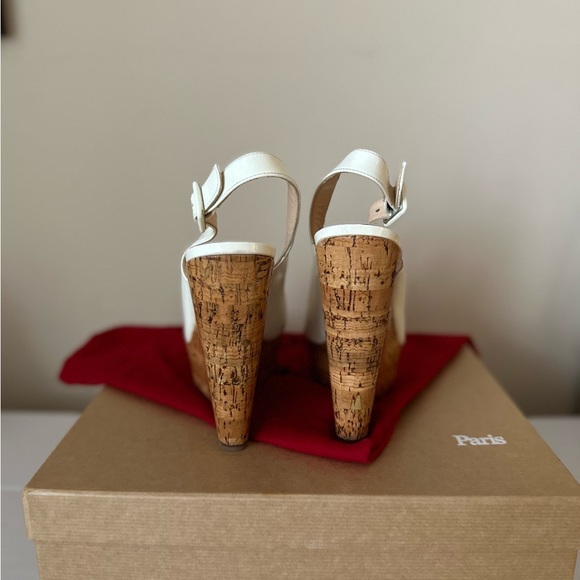 Christian Louboutin White Patent Wedges 37.5 - Picture 3 of 6
